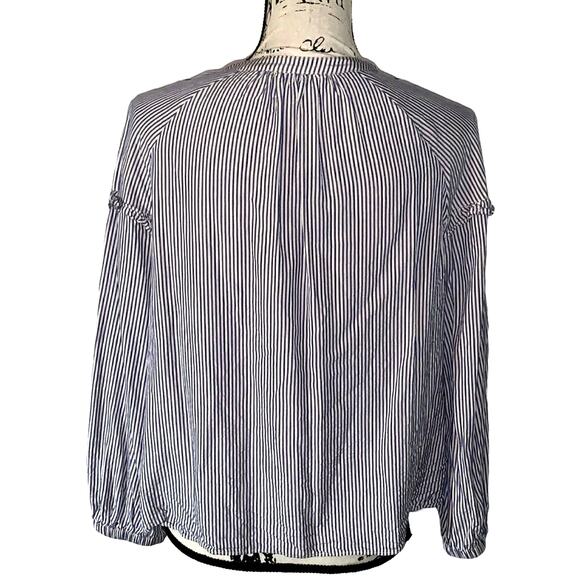 MADEWELL white blue striped blouse XS - Picture 2 of 5